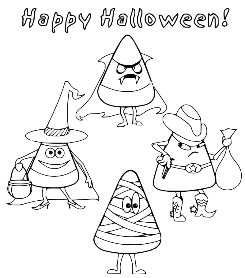 Halloween Candy Corn Coloring Page