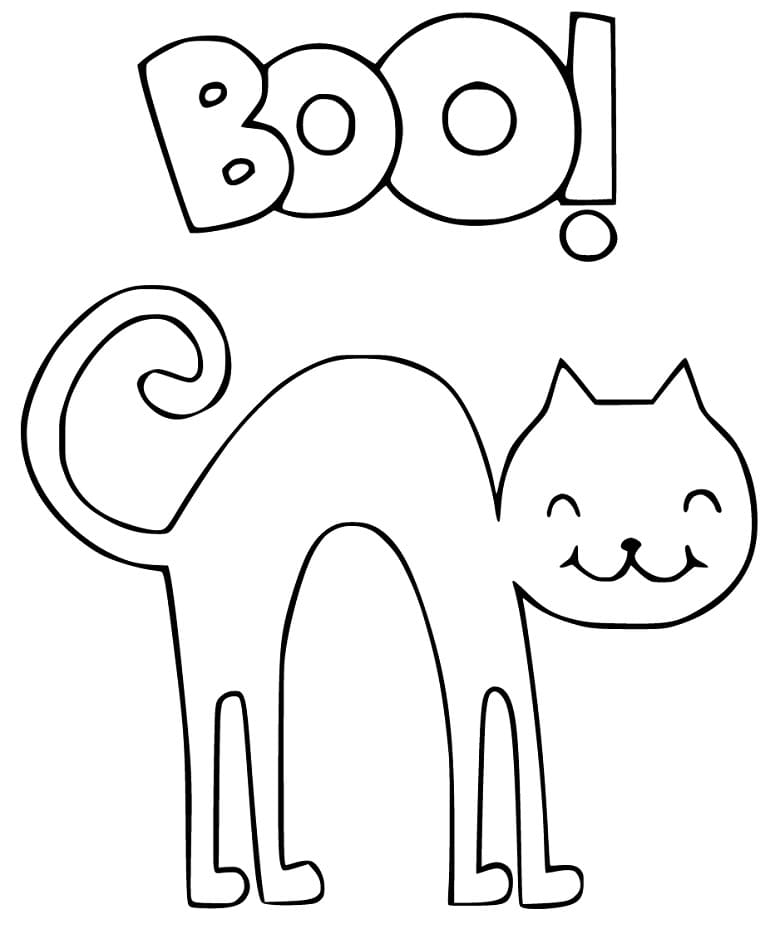 Halloween Cat Boo Coloring Page