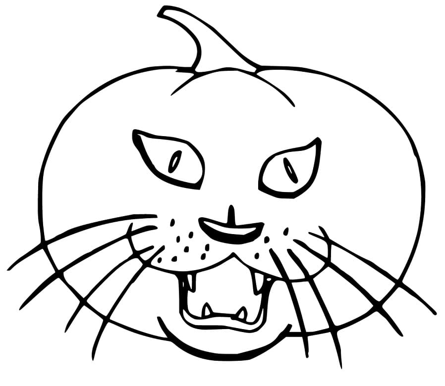 Halloween Cat Head Coloring Page