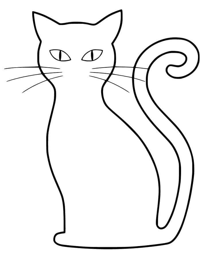 Halloween Cat Outline Coloring Page