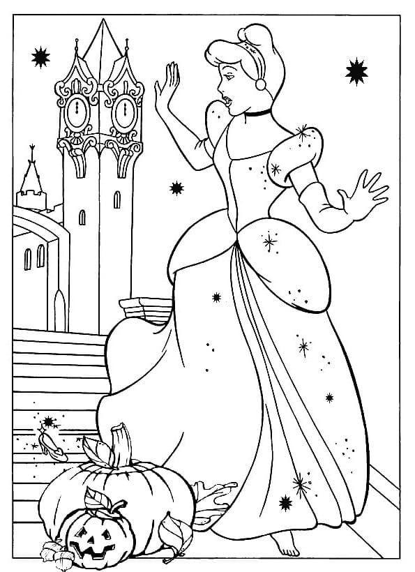 Halloween Cinderella Coloring Page