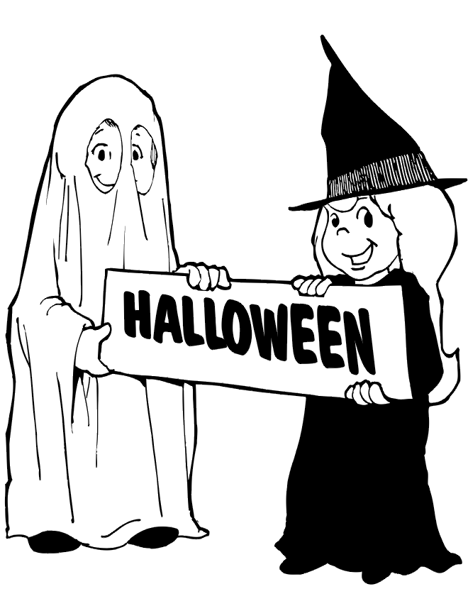 Halloween Costumes Printable Kids Coloring Page