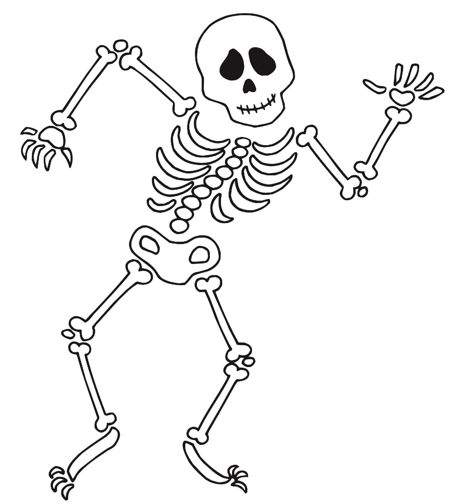 Halloween Dancing Skeleton Bones Coloring Page