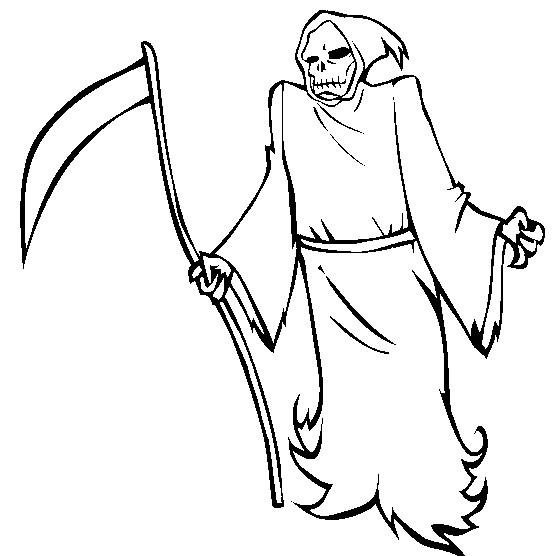 Halloween Grim Reaper Free Coloring Page