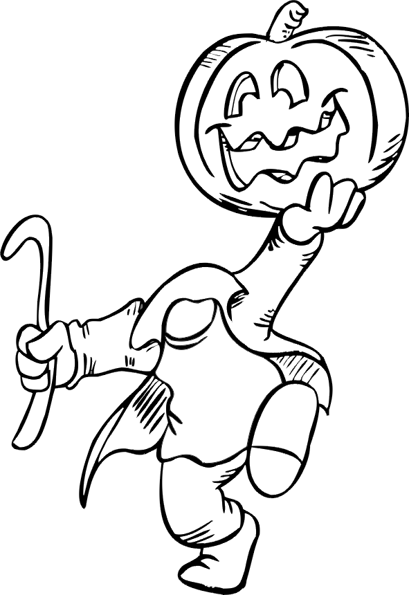 Halloween Head Pumpkin For Kids Coloring Page