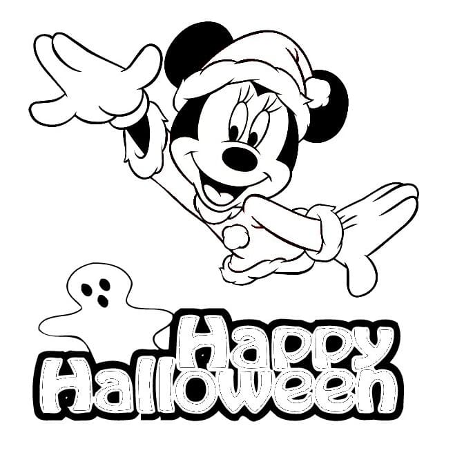 Halloween Minnie Coloring Page