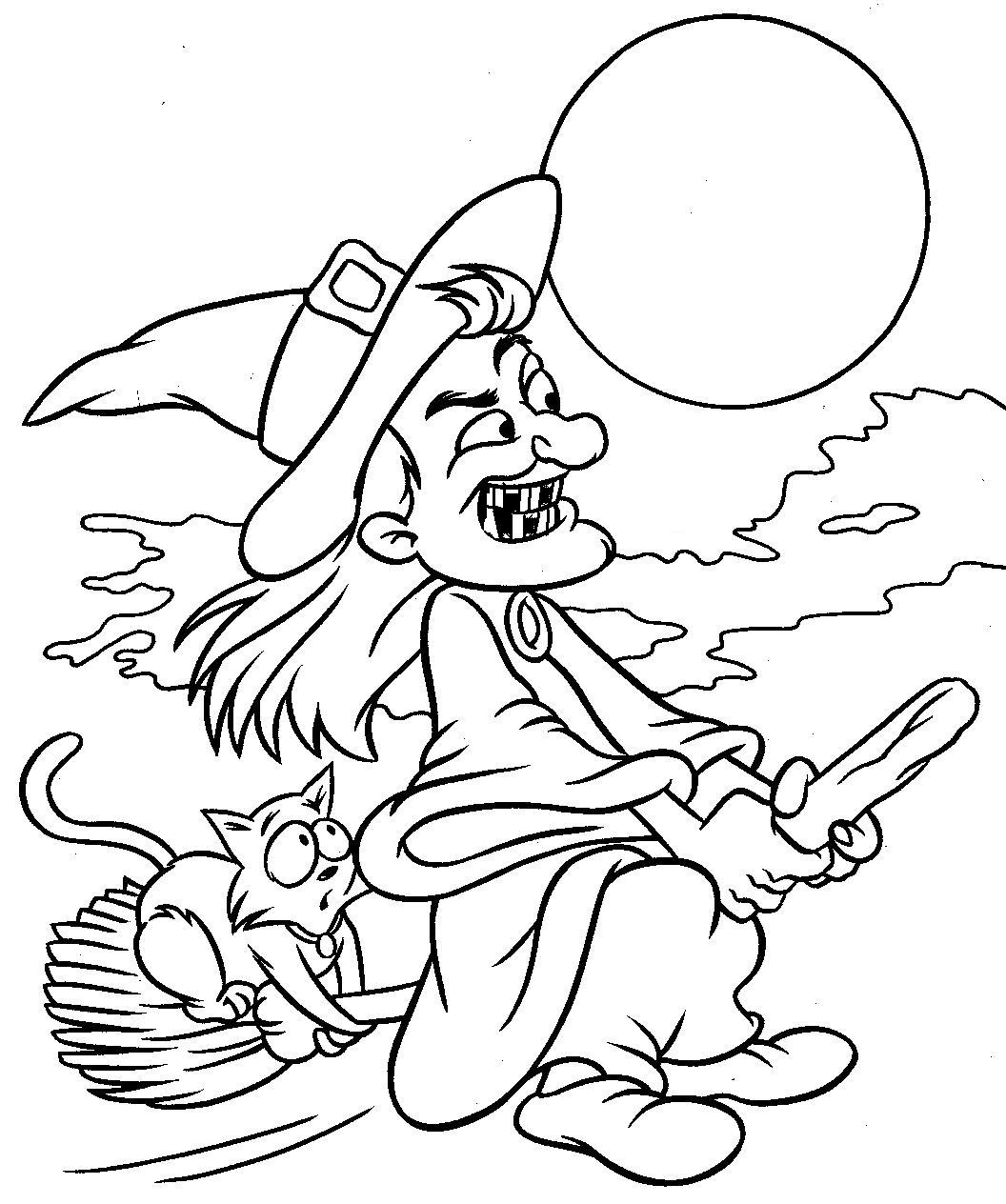 Halloween Pages For Kids To Color Witch Coloring Page
