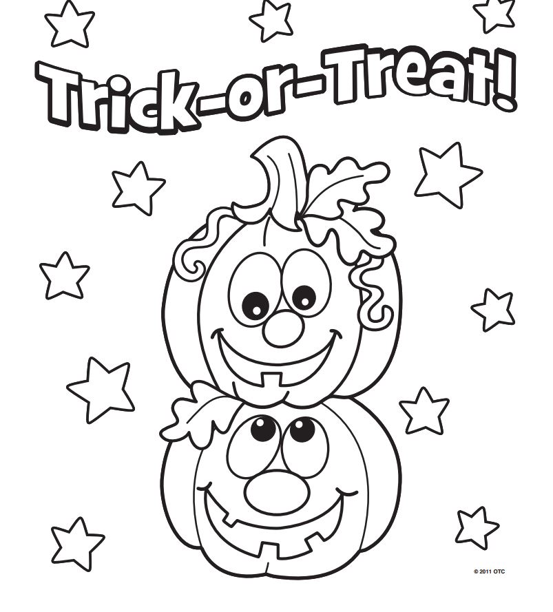Halloween Pumpkins Kids Coloring Page