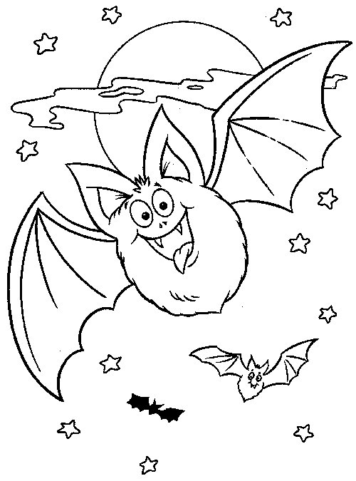 Halloween For Kids Bats Coloring Page