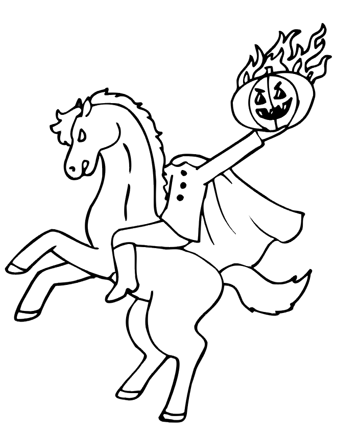 Halloween Headless Horseman Coloring Page