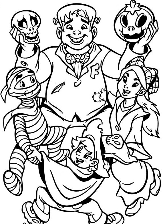 Halloween Monsters Costumes Coloring Page