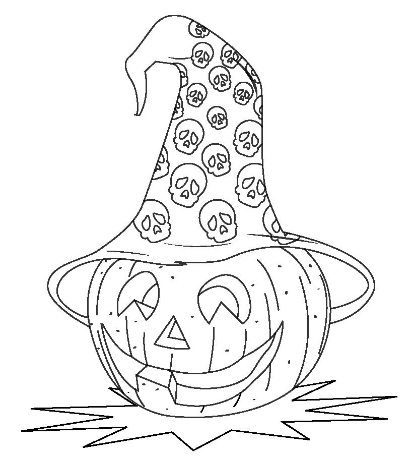 Halloween Of A Pumpkin Head Coloring Page