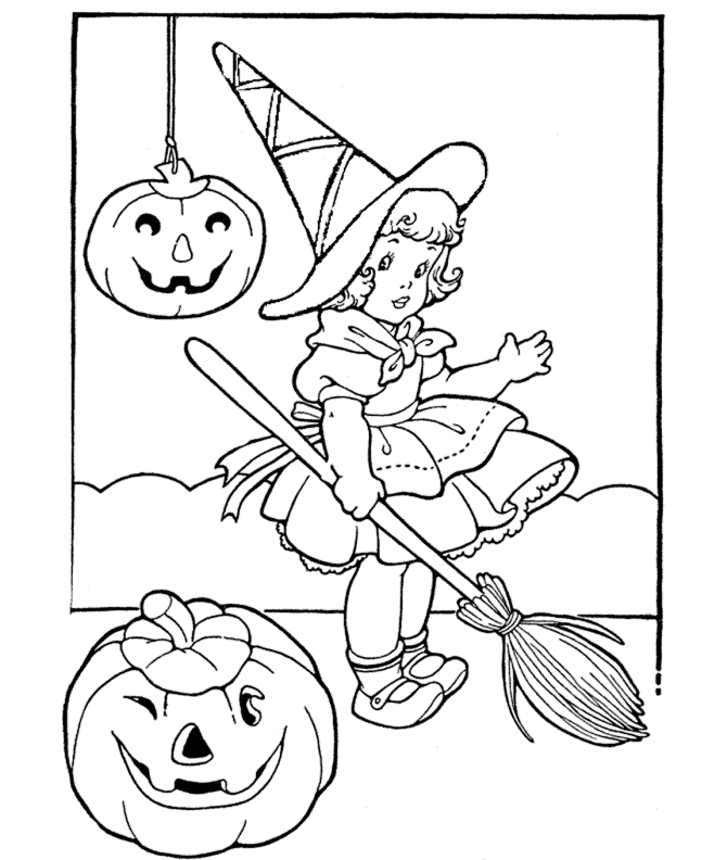 Halloween Of Pumpkins And Costume Coloring Page