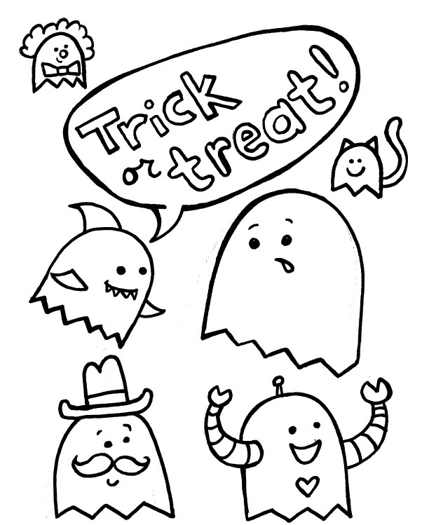 Halloween Trick Or Treat Coloring Page