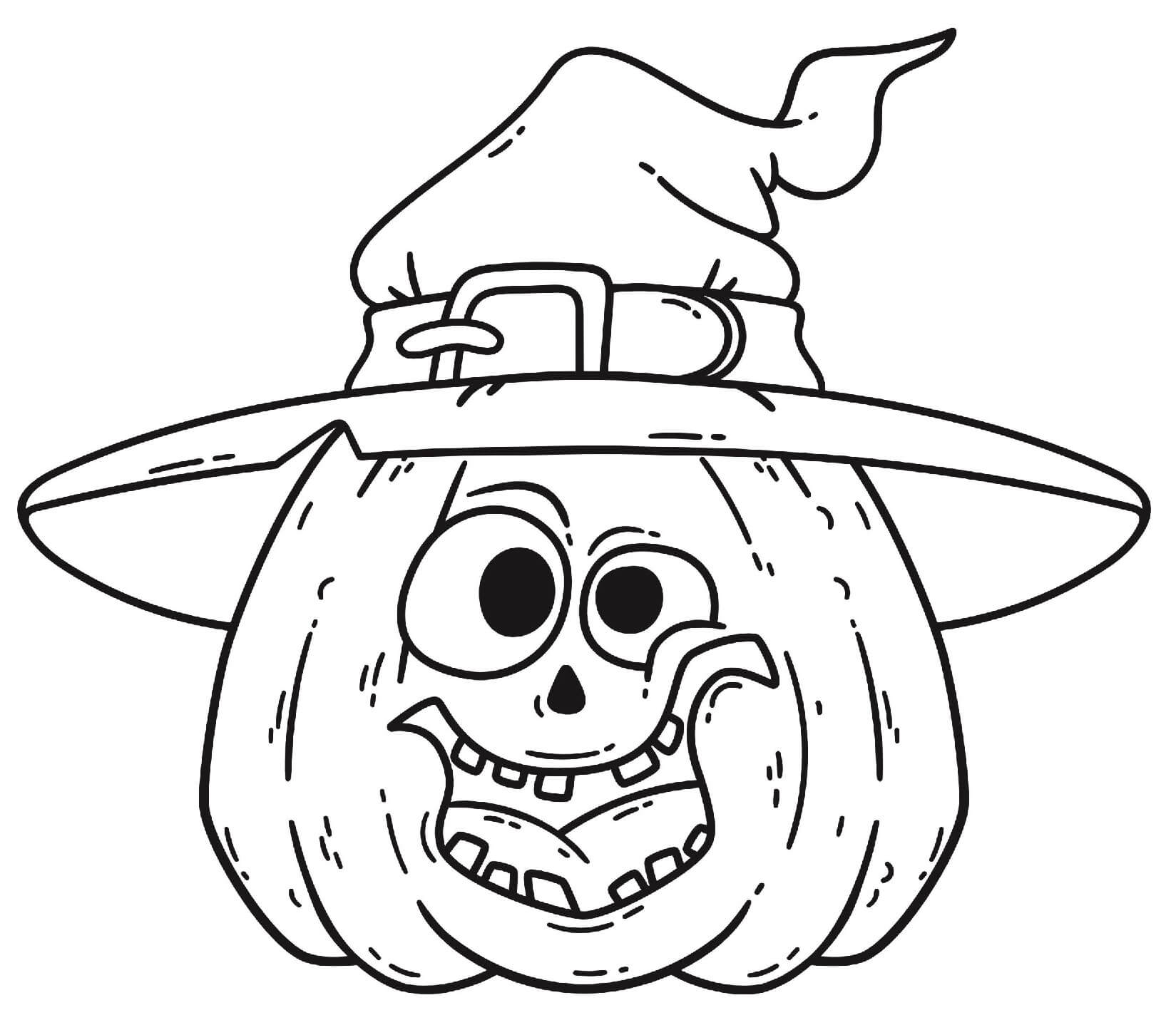 Halloween Silly Pumpkin Hat Coloring Page