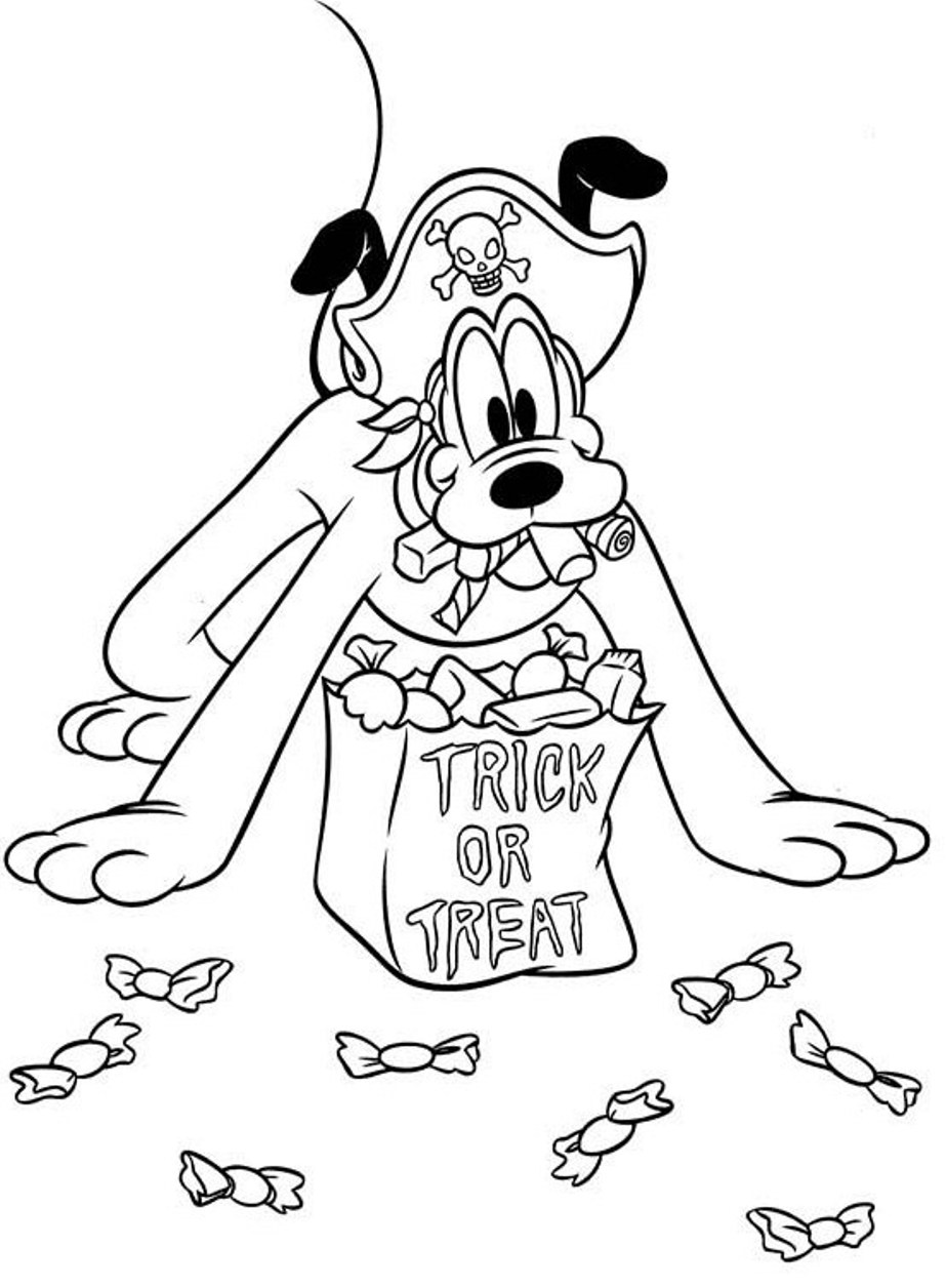 Halloween Trick Or Treat Pluto Coloring Page