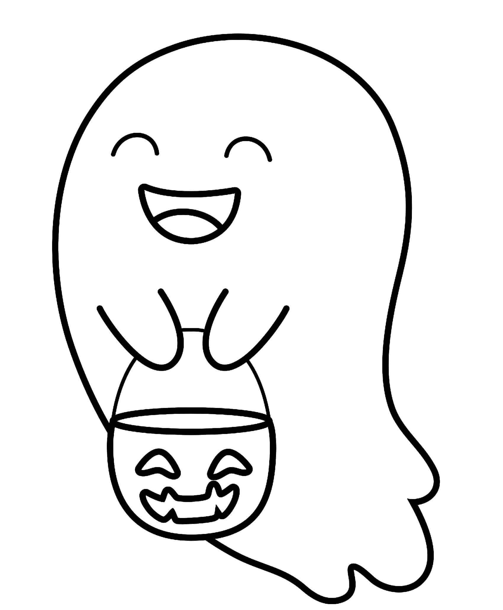 Halloween Trick Treat Cute Ghost Coloring Page