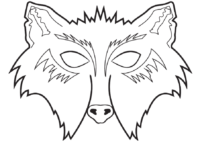 Halloween Wolf Mask Coloring Page