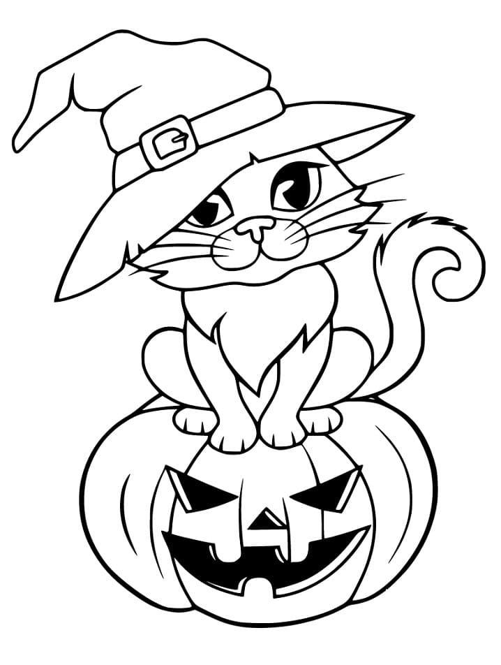 Hallween Cat 1 Coloring Page