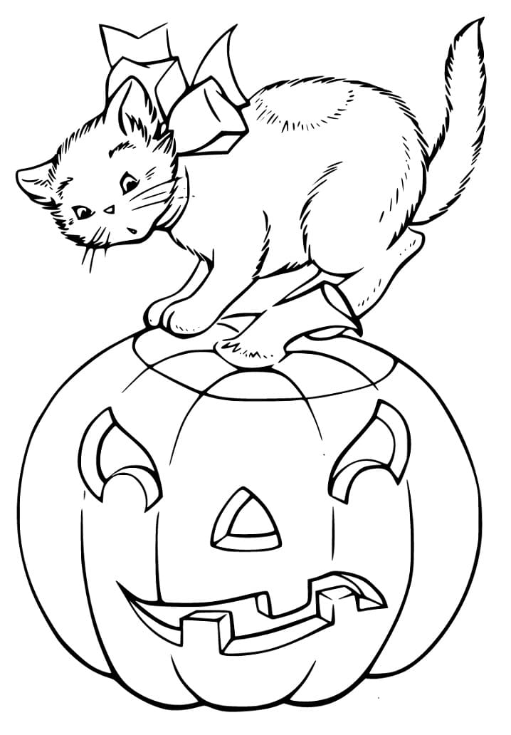 Hallween Cat 10 Coloring Page