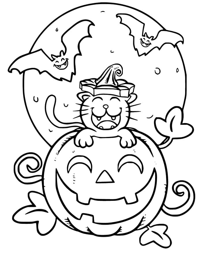 Hallween Cat 8 Coloring Page