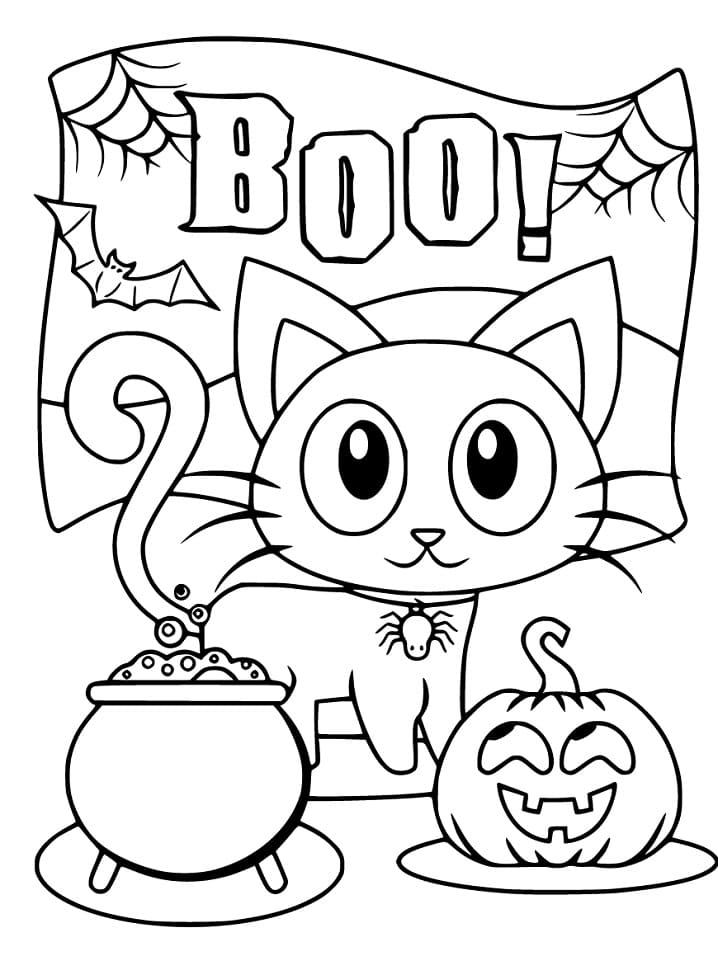 Hallween Cat 9 Coloring Page