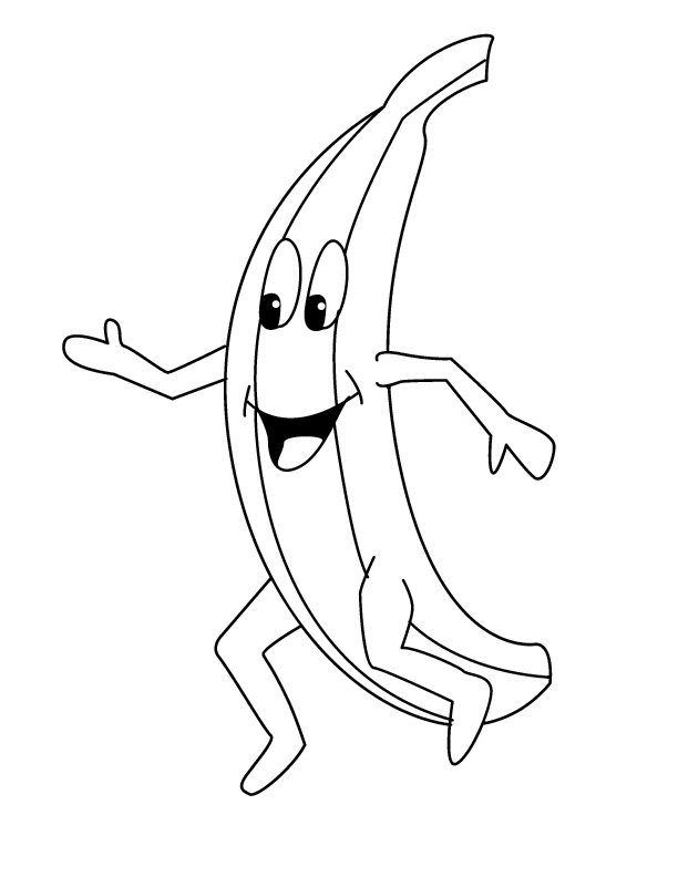 Happy Banana Coloring Page