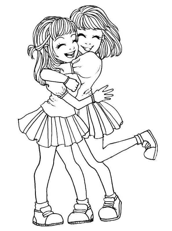 Happy Best Friends Coloring Page