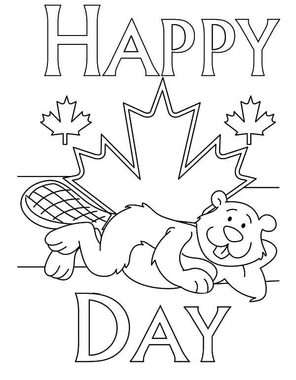 Happy Canada Day 4 Coloring Page