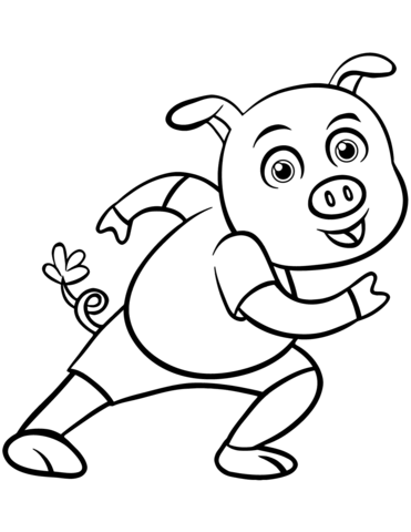 Happy Cartoon Pig Coloring Page