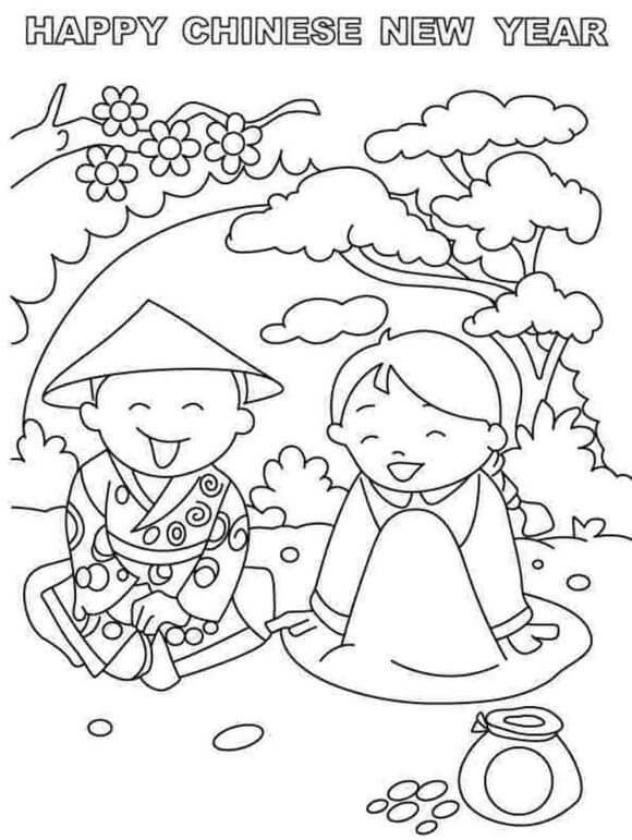 Happy Chinese New Year 1 Coloring Page