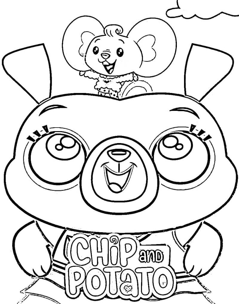 Happy Chip and Potato Coloring Page