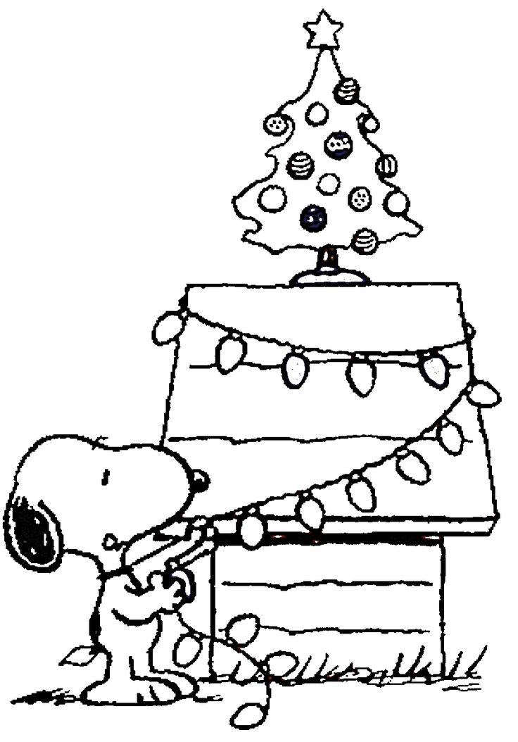 Happy Christmas With Snoopy Coloring Page