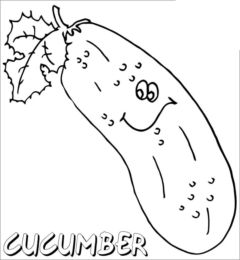 Happy Cucumber Coloring Page
