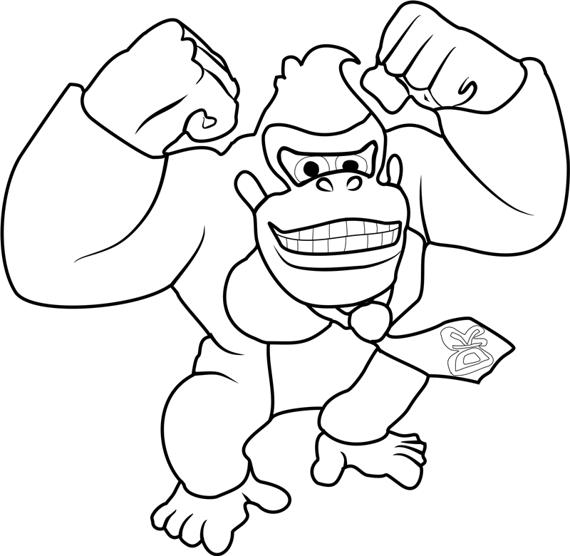 Happy Donkey Kong Coloring Page