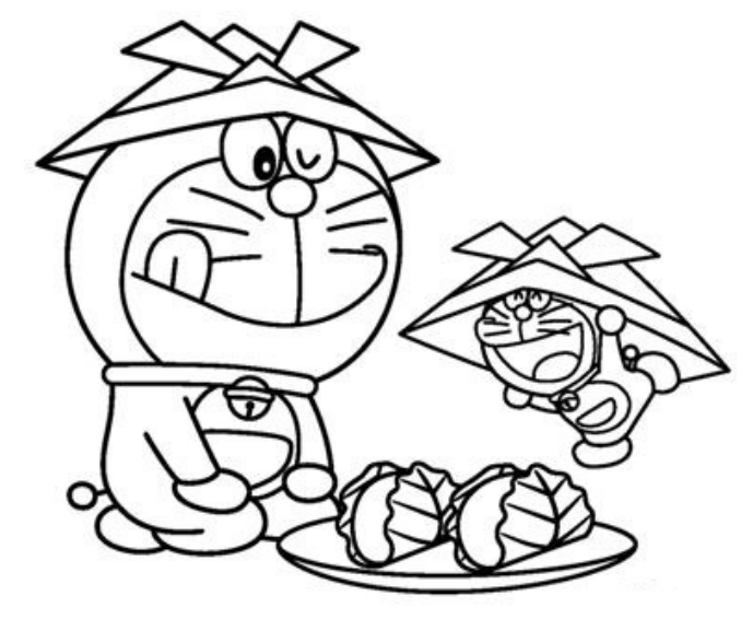 Happy Doraemon Coloring Page