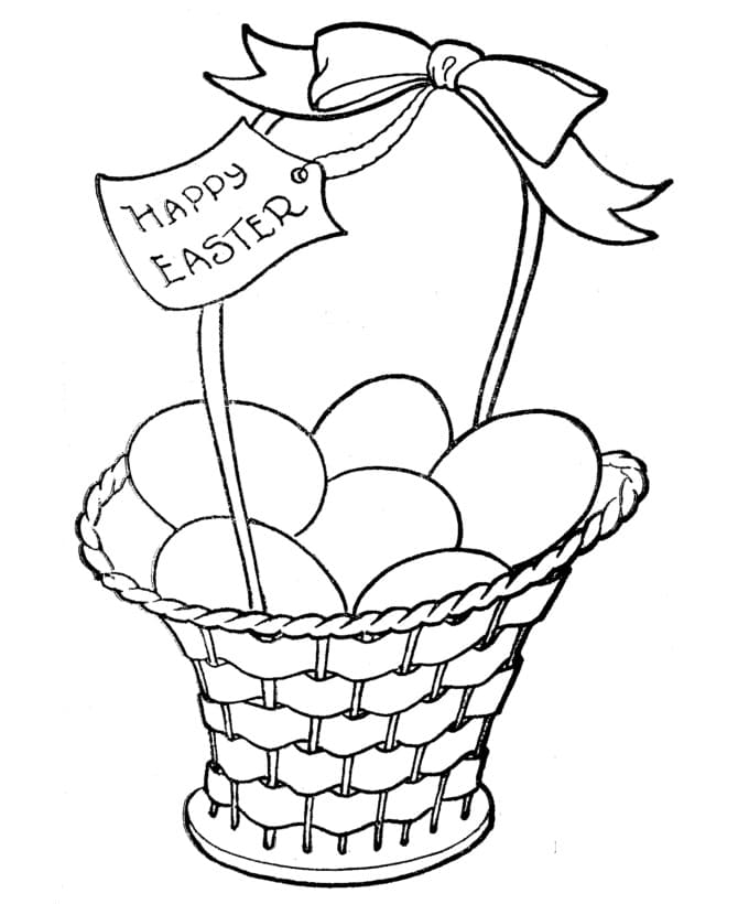Happy Easter Basket 1 Coloring Page