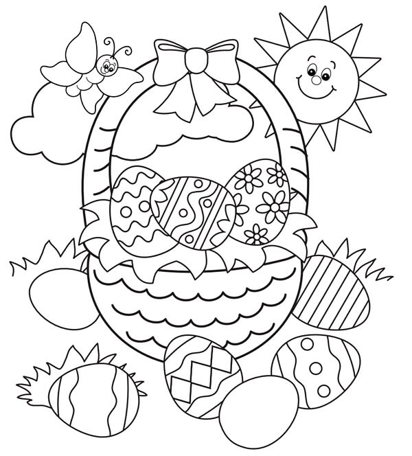 Happy Easter Basket Coloring Page