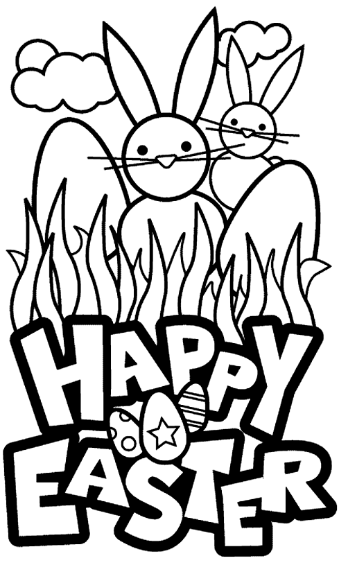 Happy Easter Bunny Coloring Page