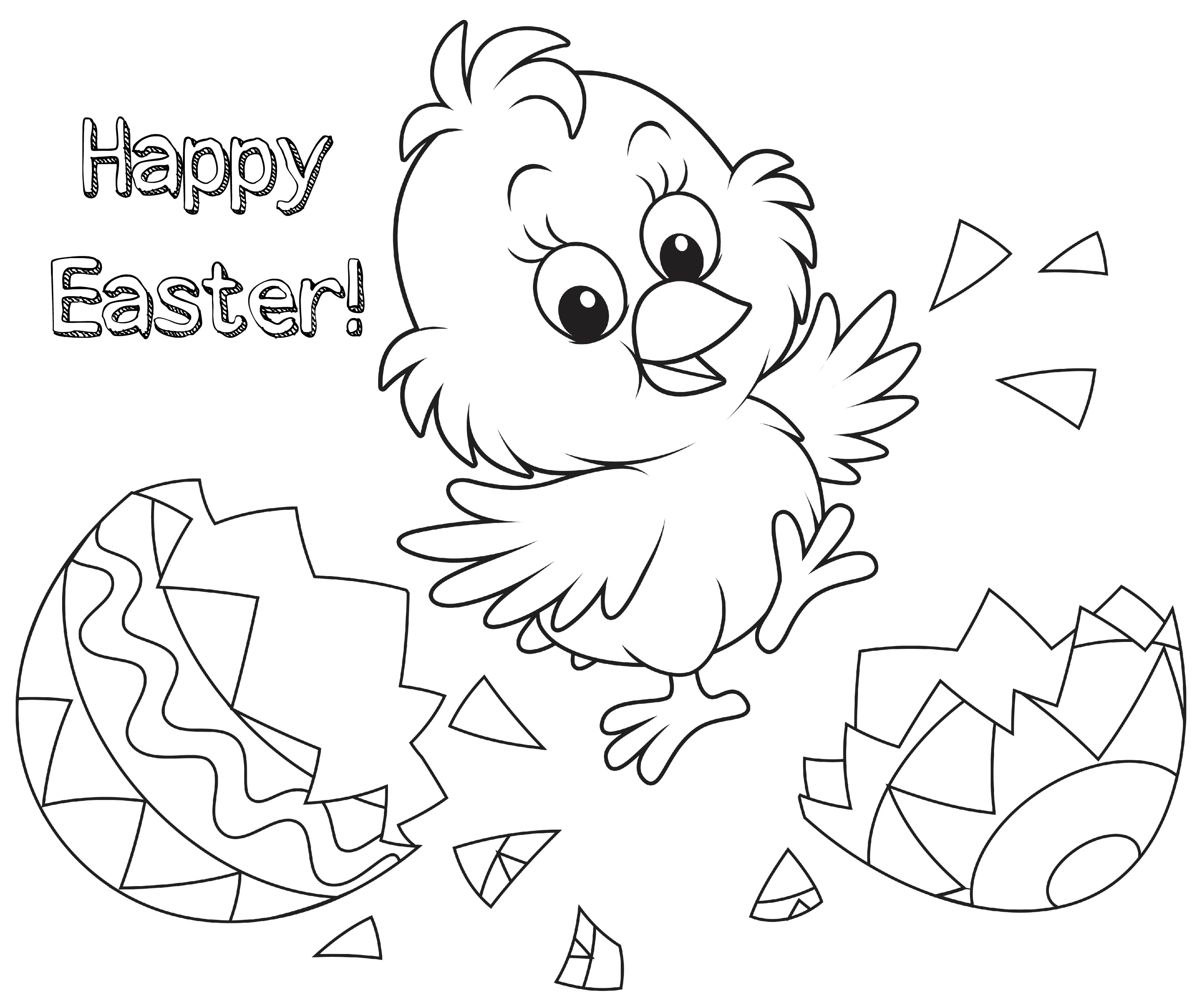 Happy Easter Chick Egg Coloring Page