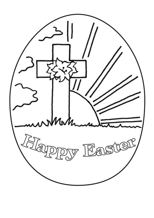 Happy Easter Cross – Religious Easters Coloring Page