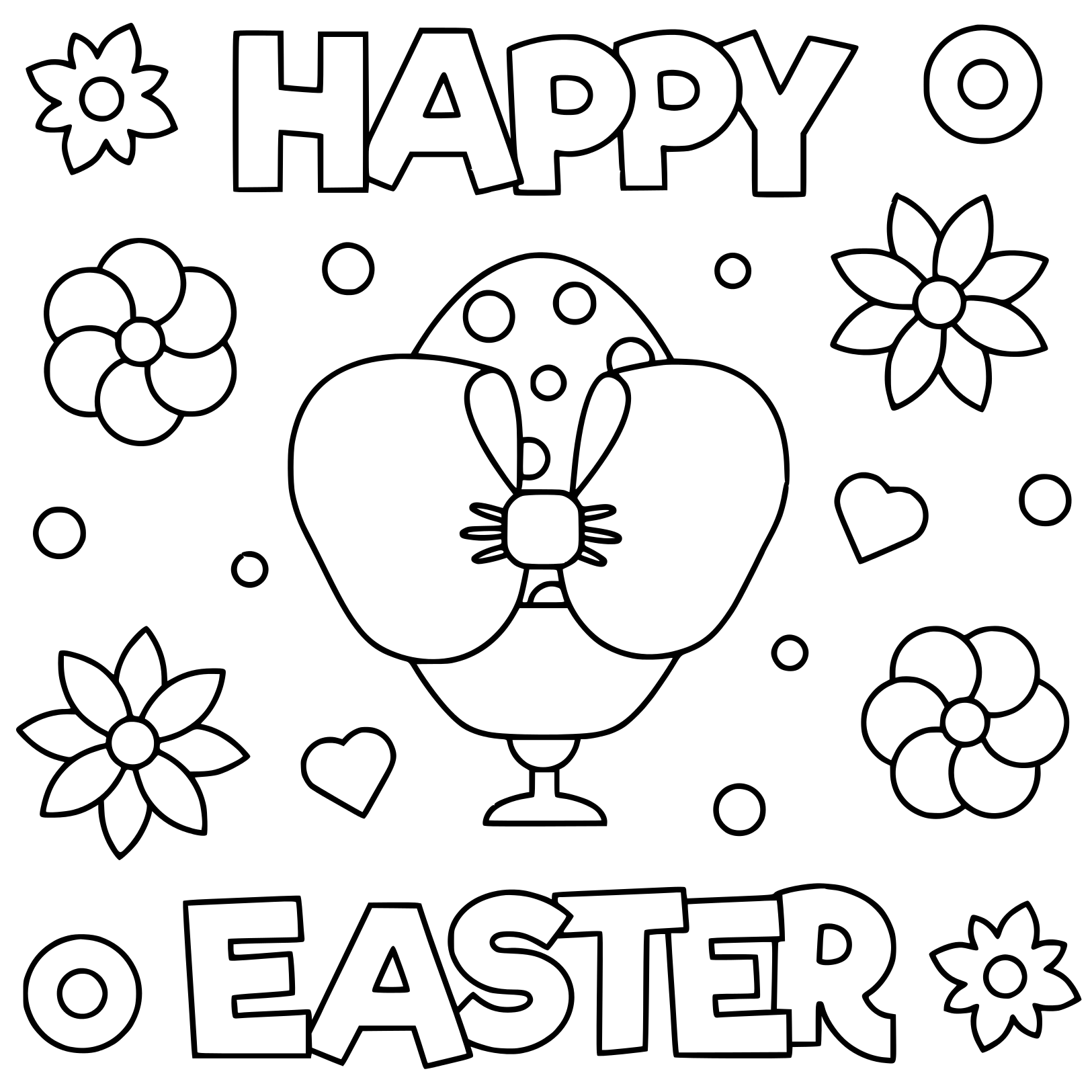 Happy Easter Egg Vector Illustration Coloring Page