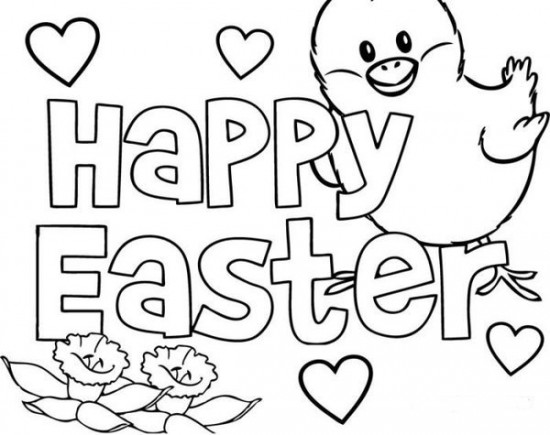 Happy Easter Message Coloring Page