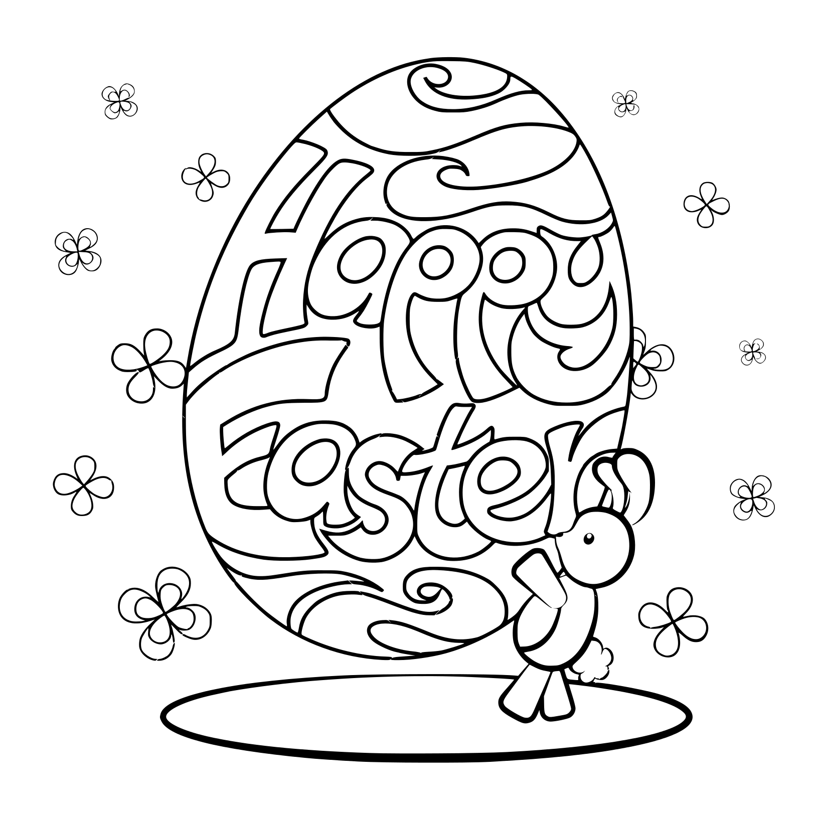 Happy Easter Rabbit Coloring Page