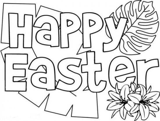 Happy Easter Simple Message Coloring Page