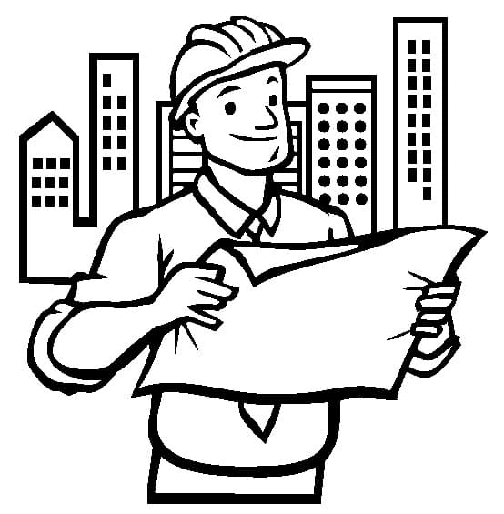 Happy Engineer Coloring Page