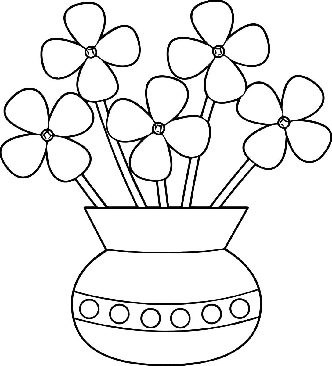 Happy Flower Pots Coloring Page