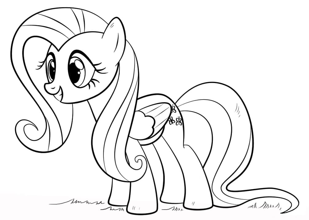 Happy Fluttershy Coloring Page
