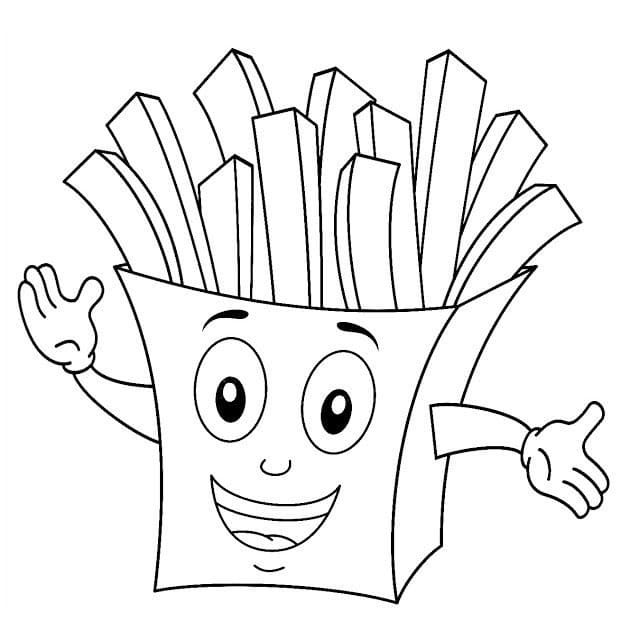 Happy French Fries Coloring Page