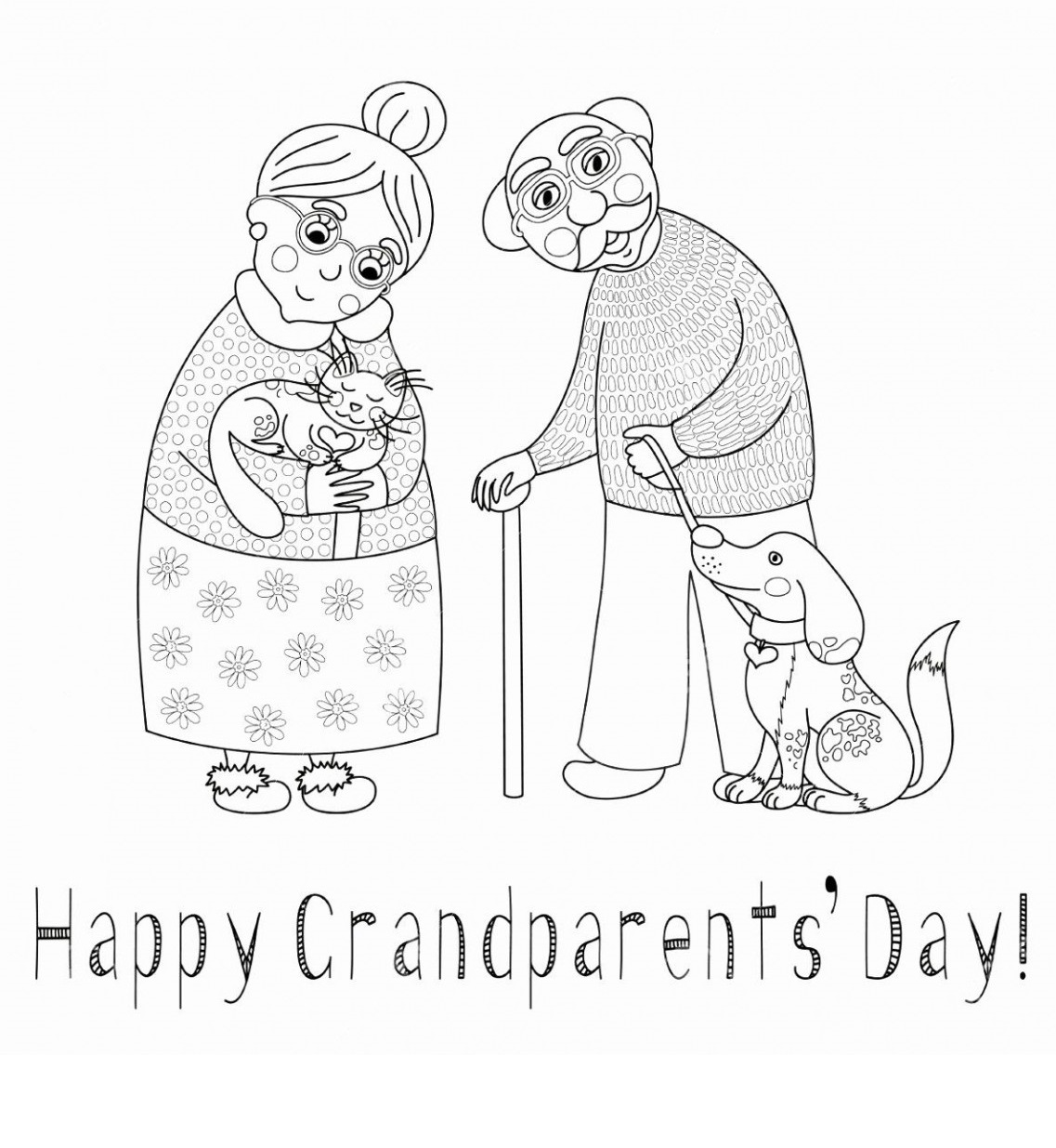 Happy Grandparents Day With Dog Cat Love